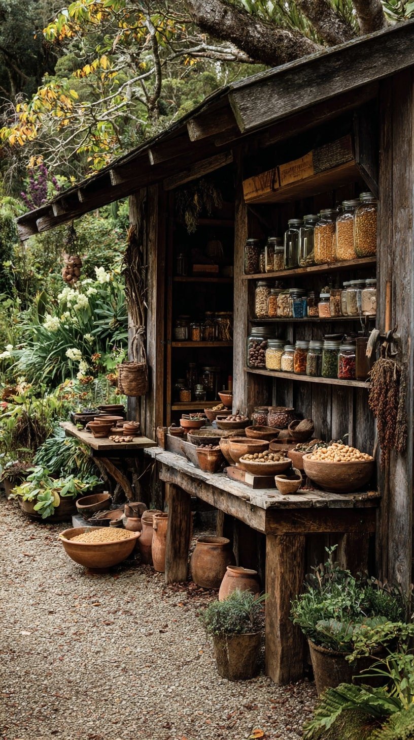 Line Open Shelves with Jars for Visual Inventory and Speed