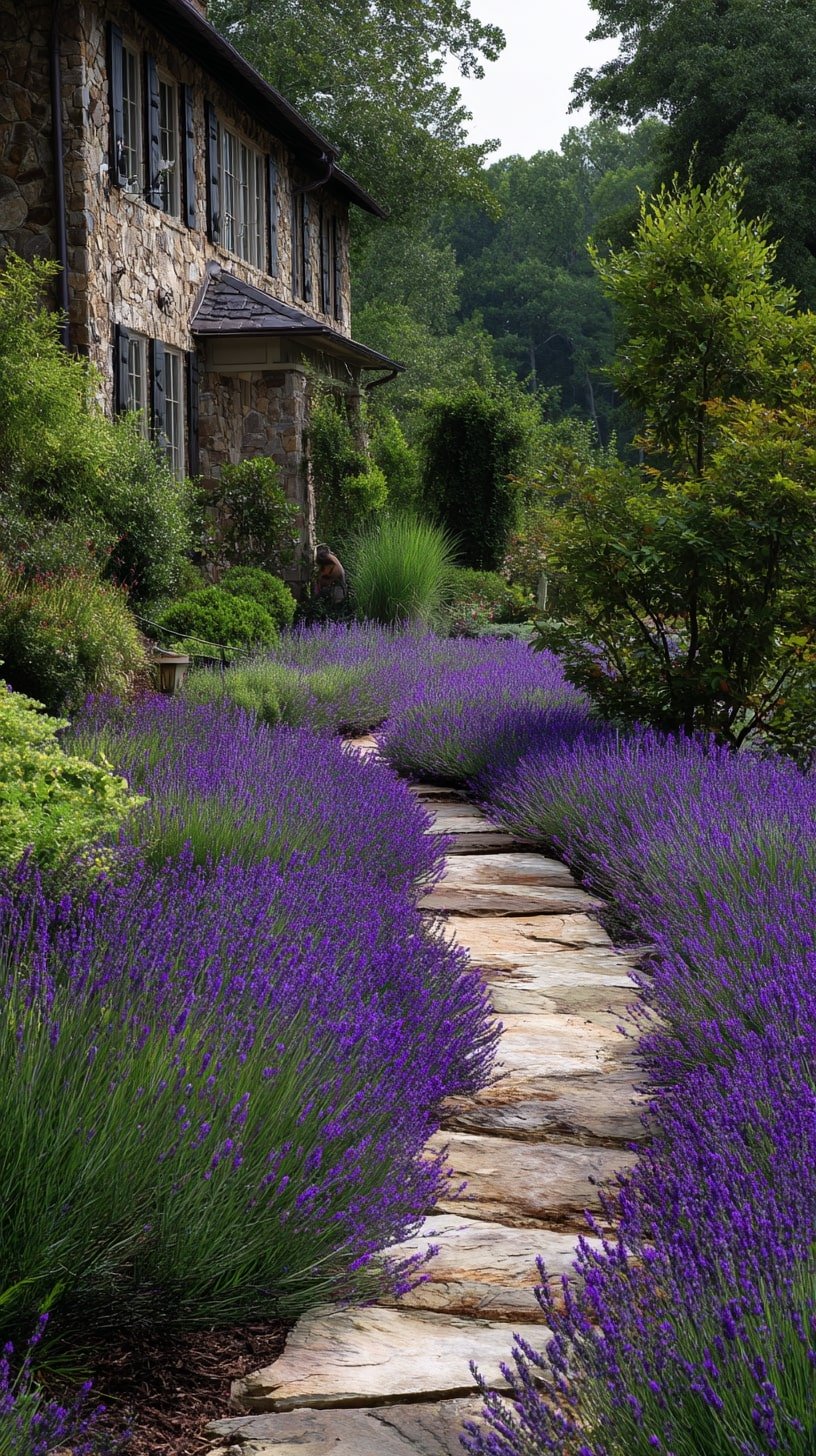  Border a Flagstone Path with Fragrant Lavender Rows