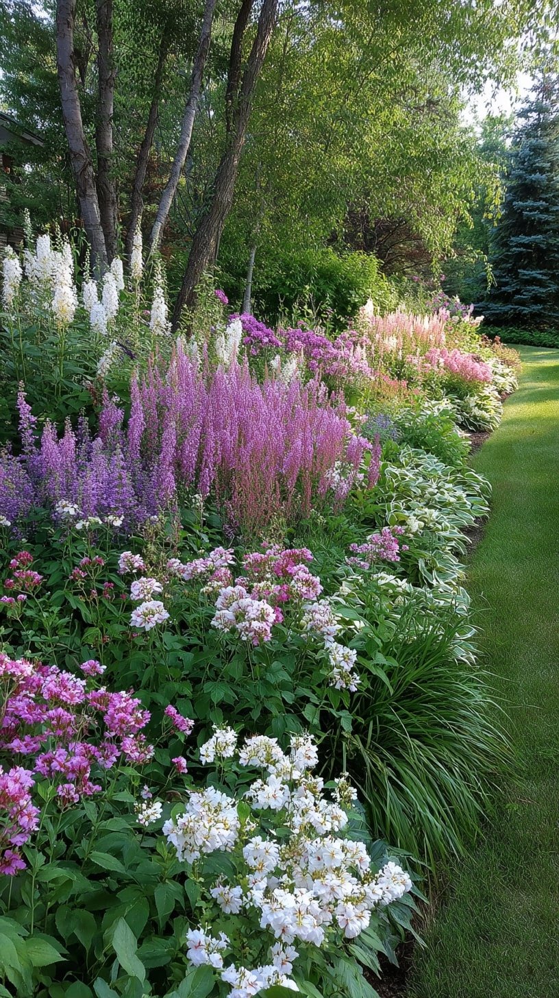  Layer Shade-Loving Perennials Along a Tree Line
