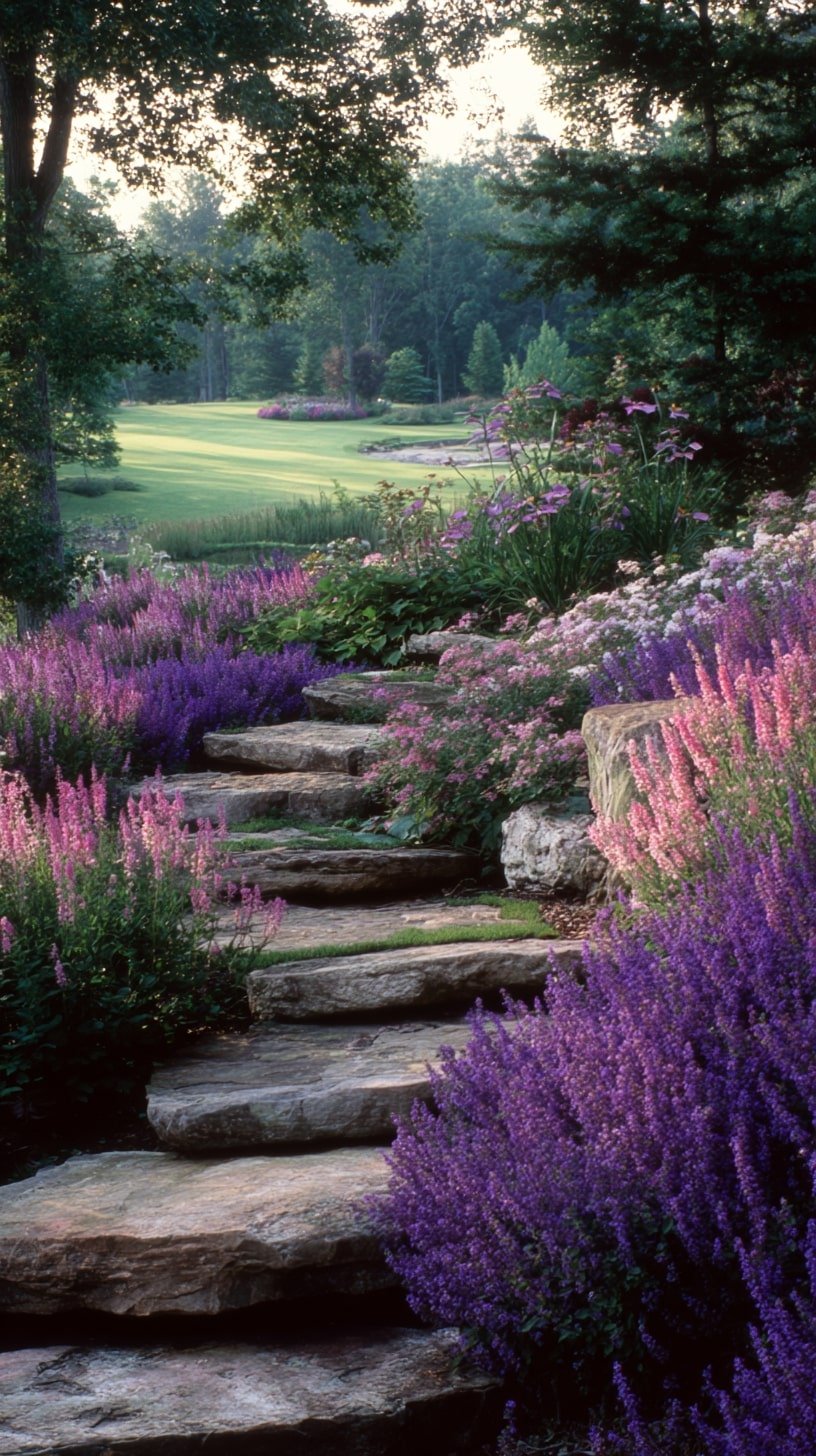 Border Stone Steps with Drought-Hardy Purple Spikes