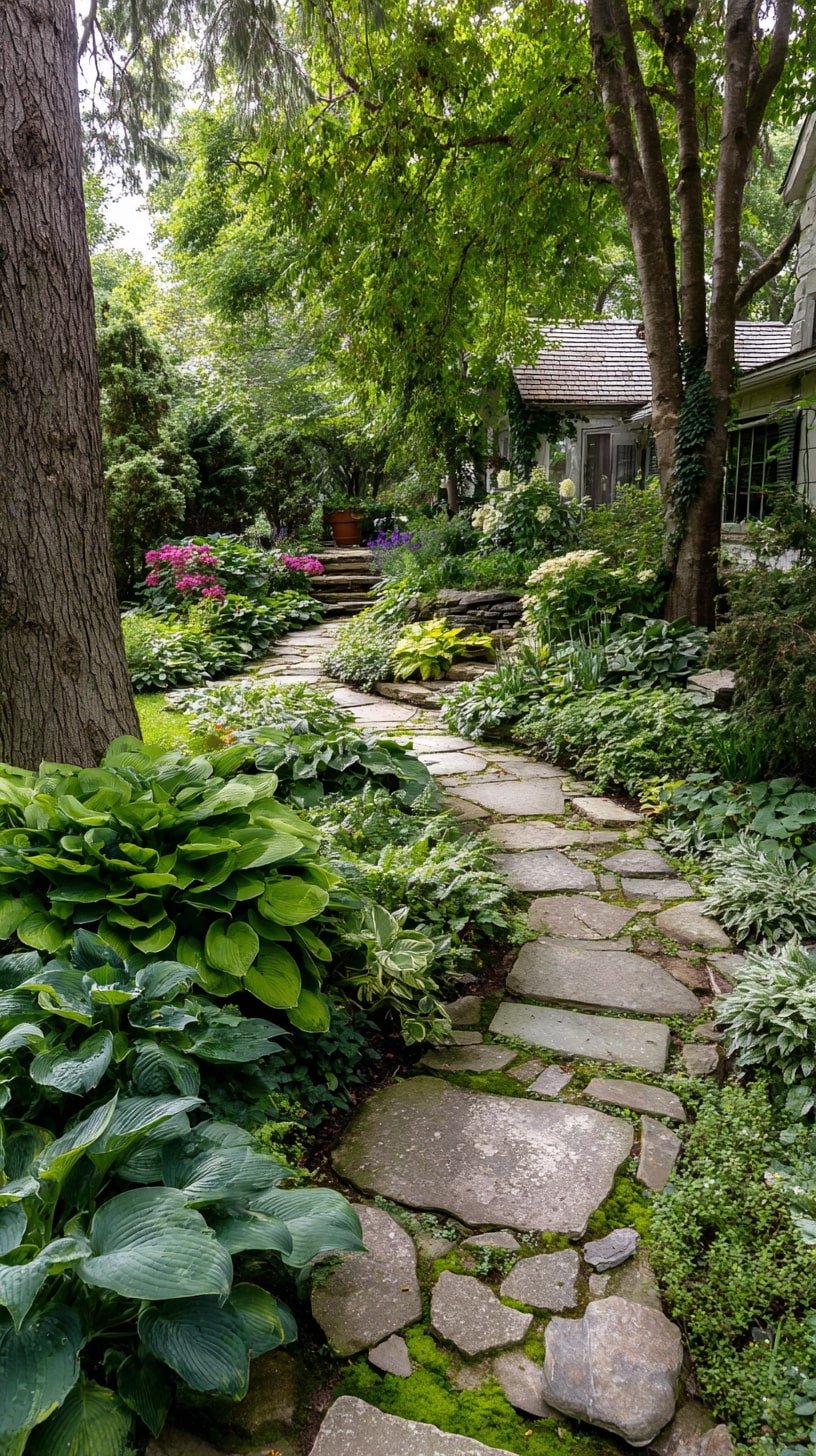Fill Shady Paths with Layered Hosta and Groundcovers