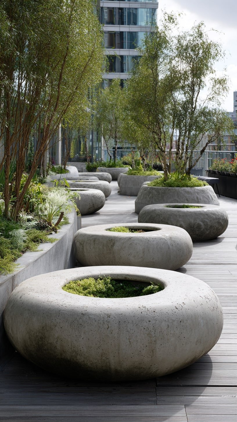 Cluster Sculptural Planters to Define Flexible Work Zones