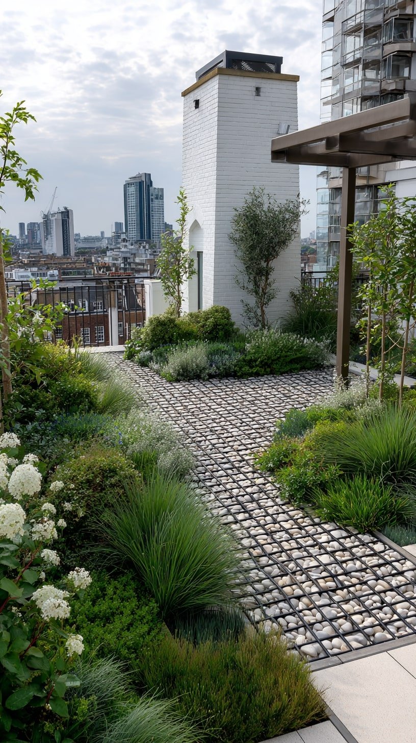Layer Gabion Walkways for Drainage-Ready Rooftop Ferments