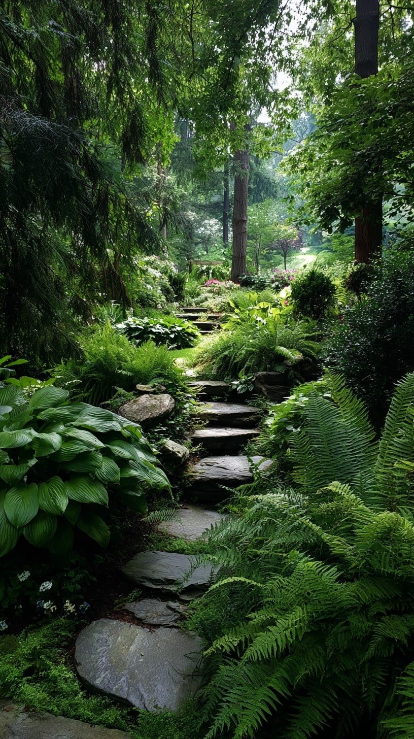 3.Layer Bright Azaleas Around a Stepping Stone Walk